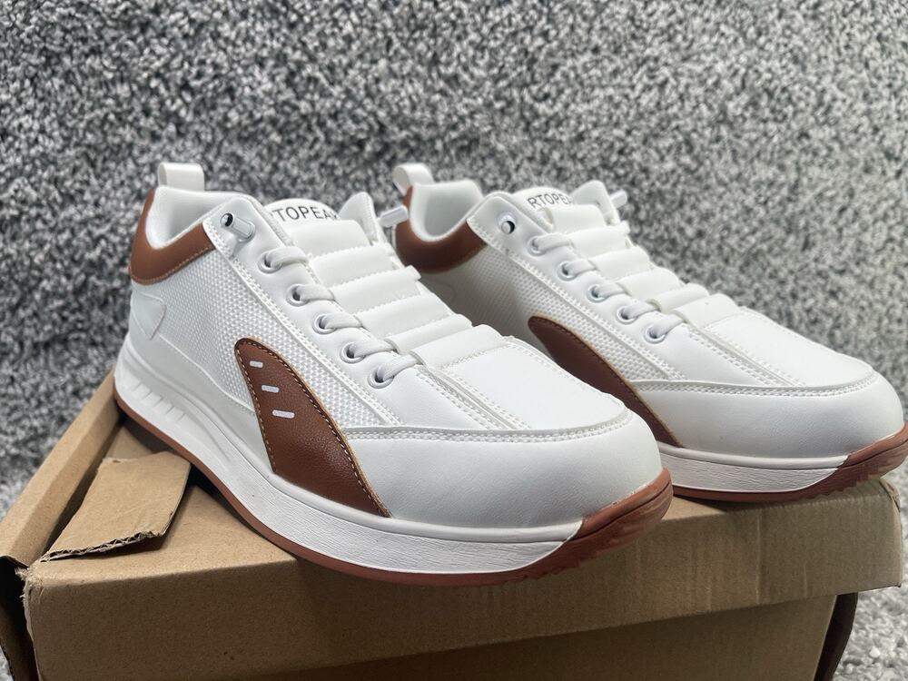 Mens Artopeak Breathable Knit Shoes Casual Walking Sneakers White Brown Size 10